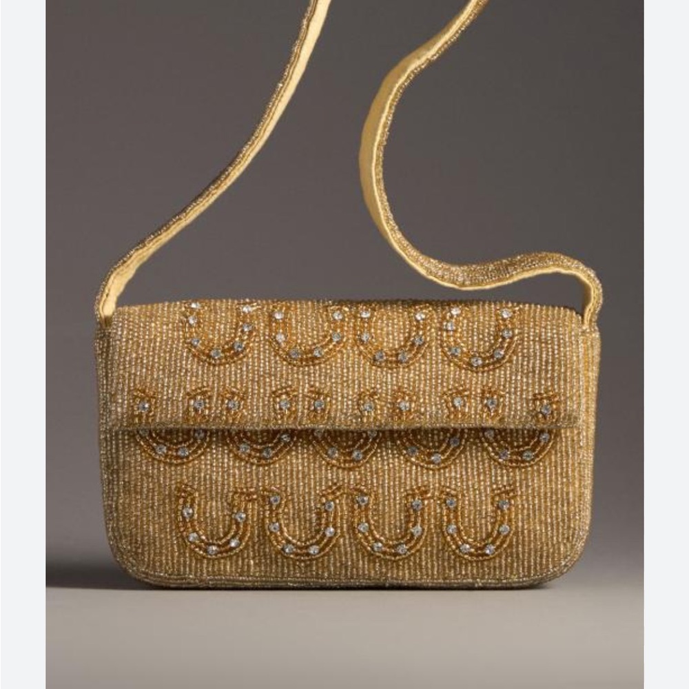 Anthropologie gold Fiona bag